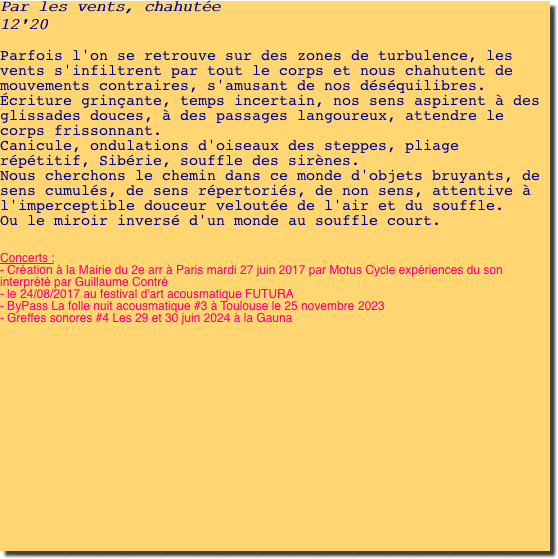 Par les vents, chahutée 