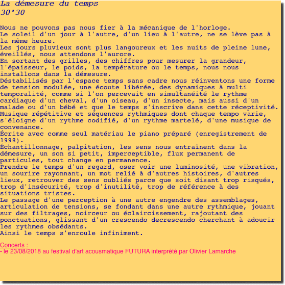 La démesure du temps 